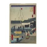 UTAGAWA HIROSHIGE III (1842-1894) AKASHI BRIDGE AT TEPPOZU FROM TOKYO MEISHO ZUE 三代目 歌川広重 東京名勝圖會