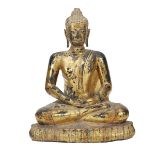 A NORTH THAI, AYUTTHAYA STYLE, GILT BRONZE FIGURE OF BUDDHA SHAKYAMUNI, 17TH CENTURY 泰國 大城時代 十七世紀