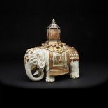 AN EXTREMELY RARE AND MASSIVE SATSUMA ELEPHANT KORO, INCENSE BURNER, MEIJI PERIOD, LATE 19TH CENTURY