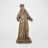 SPANISH BAROQUE CARVED WALNUT FIGURE OF A FRANCISCAN SAINT, 18TH CENTURYProvenance:By Repute: