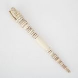 LARGE SRI LANKAN TURNED AND CARVED IVORY FAN HANDLE, KANDYAN PERIOD, LATE 18TH/EARLY 19TH CENTURY