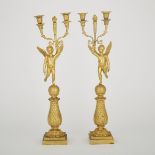 PAIR OF FRENCH RESTAURATION GILT BRONZE FIGURAL CANDELABRA, EARLY 19TH CENTURYmodelled in the