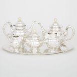 CZECHOSLOVAKIAN SILVER TEA AND COFFEE SERVICE, C.1930comprising six pieces, of segmented form with