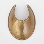 GEORGE III BRITISH ARMY OFFICER’S GILT BRASS GORGET, LATE 18TH CENTURYwith engraved crowned