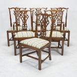 SET OF SIX GEORGE III MAHOGANY RIBBON BACK DINING CHAIRS, 2ND HALF, 18TH CENTURYstyled in the