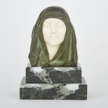 AMADEO GENNARELLI (ITALIAN, 1881-1943)HEAD OF AN ARABIAN WOMANpatinated bronze and ivory signed