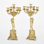 PAIR OF NAPOLEON III FIGURAL FIVE LIGHT CANDELABRA, 19TH CENTURYheight 18.5" — 47 cm.