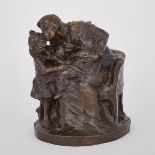 EDOUARD FORTINY (FRENCH, FL.1870-1920)A MOTHER’S LOVEpatinated bronze, signed in the mould,