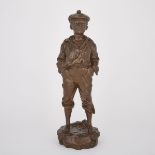 VICTOR SZCZEBLEWSKI (POLISH, FL.1875-1900)MOUSSE SIFFLEURpatinated bronze model of a boy