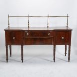 LARGE REGENCY MAHOGANY SIDEBOARD, C.1820with brass gallery over central long drawer flanked by two