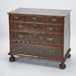 WILLIAM AND MARY OLIVEWOOD OYSTER VENEERED CHEST OF DRAWERS, C.1700fitted with three short over