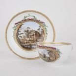 MEISSEN TOPOGRAPHICAL CUP AND SAUCER, LATE 18TH CENTURYpainted in colours with ‘Vue du Théatre