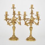 PAIR OF LARGE NAPOLEON III GILT BRONZE SEVEN LIGHT CANDELABRA IN THE LOUIS XV ROCOCO STYLE, C.