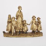 JOSEPH D’ASTE (ITALIAN/FRENCH, 1881-1945)SUNDAY MORNINGgilt bronze group, signed on the