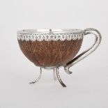 RUSSIAN SILVER MOUNTED COCONUT CUP, 19TH CENTURYwith niello pattern, height 4.1" — 10.5 cm.