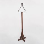 GUSTAV STICKLEY HAMMERED COPPER MOUNTED OAK FLOOR LAMP, C.1905the metal with impressed maker’s