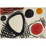 ALEXANDER CALDER (1898-1976), AMERICANORANGE RED AND BLACK DISCS, 1961Gouache and ink on BFK