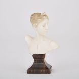 JEAN ALEXANDRE JOSEPH FALGUIÈRE (FRENCH, 1831-1900)SMALL BUST OF DIANAcarved ivory with incised