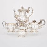 GEORGE IV SILVER TEA AND COFFEE SERVICE, WILLIAM ELEY II, LONDON, 1825comprising four pieces of