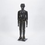 LARGE CARVED AND POLYCHROMED MARIONETTE FIGURE OF A BLACK MAN, EARLY 20TH CENTURYwith