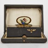 SWISS AUTOMATON TORTOISESHELL AND ENAMEL SINGING BIRD MUSIC BOX, 19TH CENTURYthe top with piqué