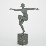 LARGE ART DECO PATINATED BRONZE FIGURE, ‘BALANCE’, SIGNED SECONDO, C.1925the nude modelled