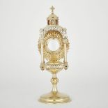 CONTINENTAL EUROPEAN ARTS & CRAFTS STYLE JEWELLED SILVER-GILT MONSTRANCE, EARLY 20TH CENTURYof