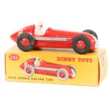 Dinky Toys Alfa Romeo Racing Car (232). In red with driver in white, RN 8. Boxed, minor creasing.