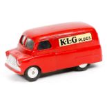 A scarce Corgi Toys Mechanical Bedford CA Van ‘KLG Plugs’ (403A). In bright red livery with yellow