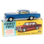 Corgi Toys Mercedes-Benz 220SE Coupe (253). In metallic blue with cream interior. Boxed. Vehicle