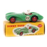 Dinky Toys Aston Martin DB3 Sports (110). Example in green with red interior and wheels, RN 22.