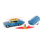 A Corgi Toys Gift Set No10. Marlin Rambler Fastback. Vehicle and trailer in metallic blue and white,