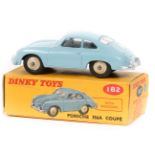 Dinky Toys Porsche 356A (182). Example in light blue with cream wheels. Boxed. Vehicle Mint.