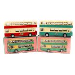 2 Autocarro Daimler Fleetline Double Deck Buses (23). One in green/cream and one in maroon/cream