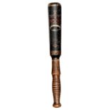 A painted “Richmond” truncheon, c 1835, bearing red, white and gilt crown and “Richmond” with