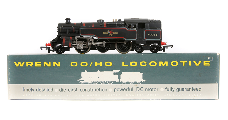 Wrenn OO gauge Standard class 4MT 2-6-4 tank locomotive (W2210). RN 80033 in lined black livery.