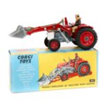 Corgi Toys Massey-Ferguson 165 Tractor with shovel (69). In red and white with grey engine and