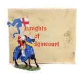 A Britains ‘Knights of Agincourt’ No9494 Mounted knight standard bearer. Overall livery of red and