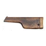 A wooden holster stock for a Model 1896 “broom handle” Mauser automatic pistol,  number 249, with