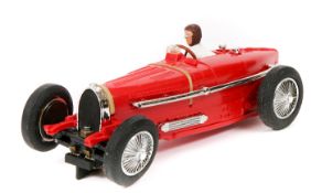 A rare original issue Scalextric Bugatti Type 59. An example in bright red with driver in white with
