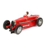 A rare original issue Scalextric Bugatti Type 59. An example in bright red with driver in white with