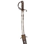 An Indian army cavalry trooper’s sword, broad curved shallow fullered blade, of 1796 light cavalry