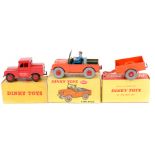 A late issue Dinky Toys Land Rover (340). in orange with green interior, with driver, red plastic