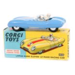 Corgi Toys Lotus Mark Eleven Le Mans Racing car (151A). In blue with red seats, red/white stripe