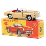 Dinky Toys Triumph Spitfire (114). Example in metallic gold with red interior. Complete with driver.