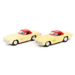 2 Corgi Mercedes-Benz 300SL (304). Both in yellow with red hard tops (colour variations) both with