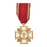 A rare Third Reich N.S.D.A.P. long service award in gold and white enamel for 25 years service,