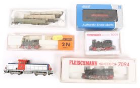 Small quantity of N gauge etc model railway. 2 Fleischmann Piccolo – A German outline 0-4-0 tank