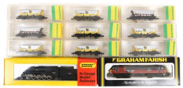 A quantity of ‘N’ gauge Locomotives and freight wagons. A Graham Farish BR Rail Express class 90