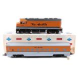 2 No.1 scale (G Scale) ‘Great Trains’ locomotive and coach. An electric North American Bo-Bo